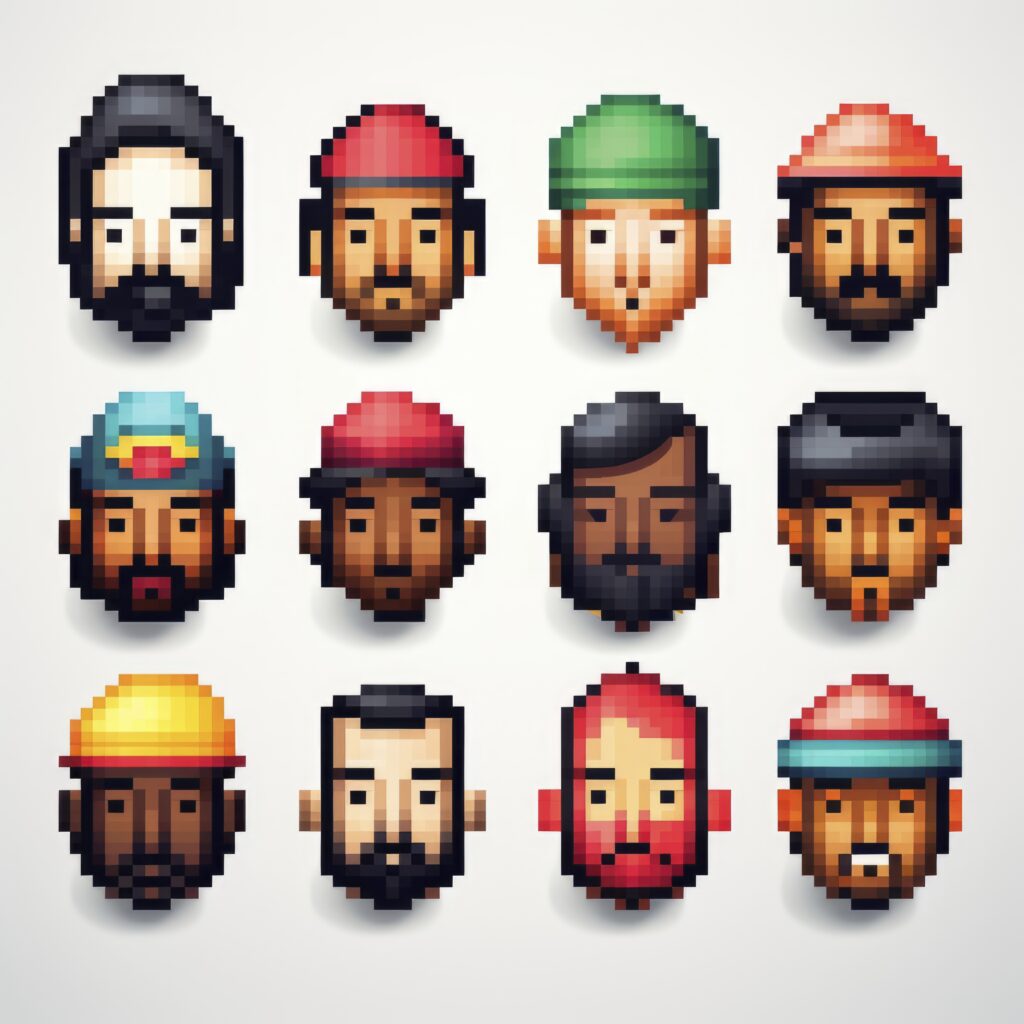 8-bits-character-heads-gaming-assets