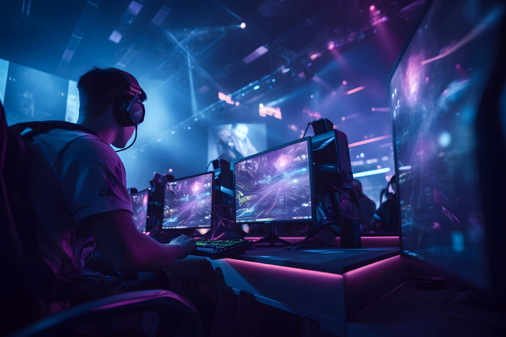 major-esports-event-team-professional-gamers-playing-offline-gaming-tournament-stadium